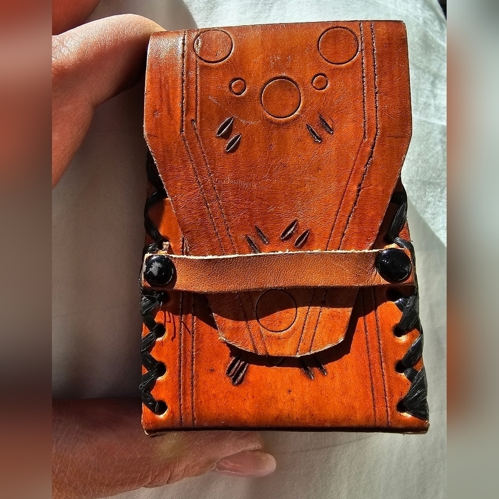 Deep Red Genuine Leather Vintage Cigarette Case